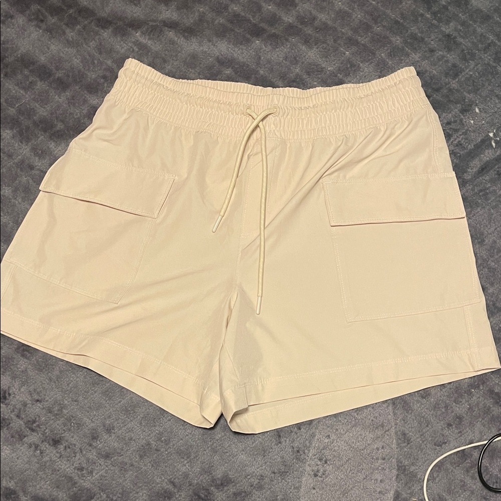 Never not Hustling Beige Drawstring Shorts